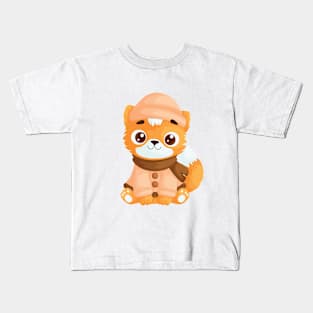 Snug Kitty in Winter Attire Kids T-Shirt